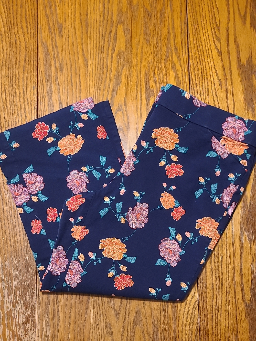 Chico's Navy Floral Stretch Pants - Ladies 1